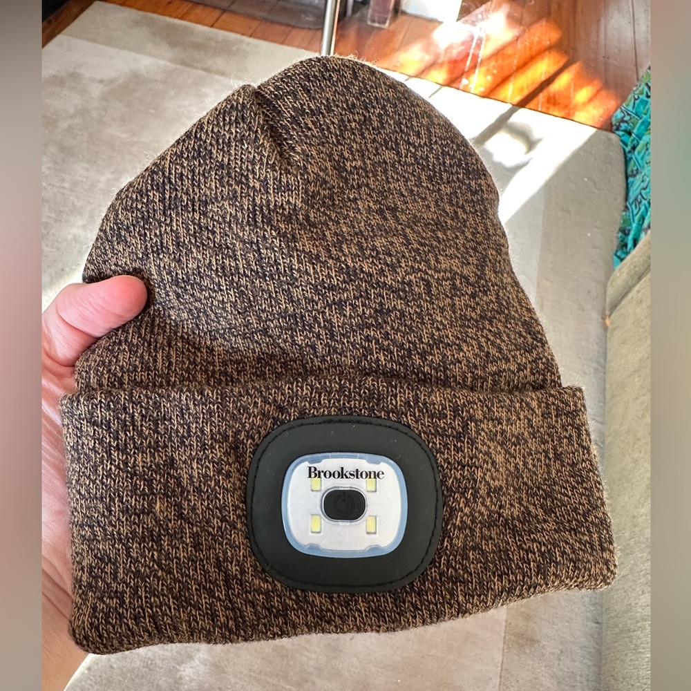 Brookstone headlight hat.
